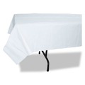 Linen and Table Accessories | Tatco 31108 54 in. x 108 in. Embossed Paper with Plastic Liner Paper Table Cover - White (20/Carton) image number 1