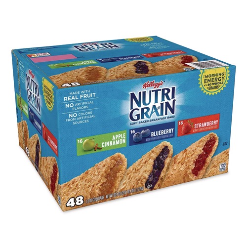 Food Service | Kellogg's KEE05872 1.3 oz. Bar Nutri-Grain Soft Baked Breakfast Bars - Asstd: Apple, Blueberry, Strawberry (48/Carton) image number 0
