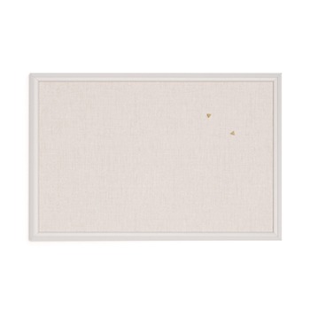 U Brands 30 in. x 20 in. Linen Bulletin Board with Decor Frame - Tan Surface, White Wood Frame