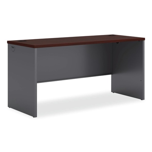 Office Desks & Workstations | HON H38922.N.S 60 in. x 24 in. x 29.5 in. 38000 Series Desk Shell - Mahogany/Charcoal image number 0