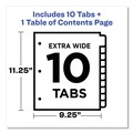 Office Jansan | Avery 11165 Ready Index 11 in. x 9.25 in. 10-Tab 1 to 10 Extra Wide Tabs Customizable TOC Dividers - Multicolor Tabs/White (1-Set) image number 7