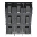Deflecto 56801 27.5 in. x 3.38 in. x 35.63 in. Magazine, Stand-Tall 9-Bin Wall-Mount Literature Rack - Clear/Black image number 1