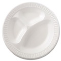 Last Chance for these Amazing Deals | Dart 10CPWQR 10.25 in. Diameter 3 Compartment Quiet Class Laminated Foam Dinnerware Plates - White (500/Carton) image number 4