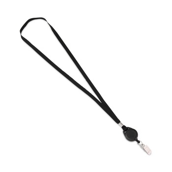 Advantus 75549 34 in. Long, Clip Style, Lanyards with Retractable ID Reels - Black (12/Carton)