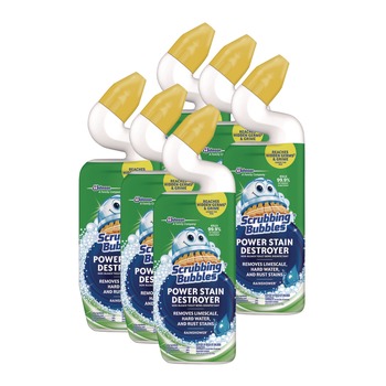 Scrubbing Bubbles 24 oz Power Stain Destroyer Toilet Bowl Disinfectant - Rainshower Scent (6/Carton)