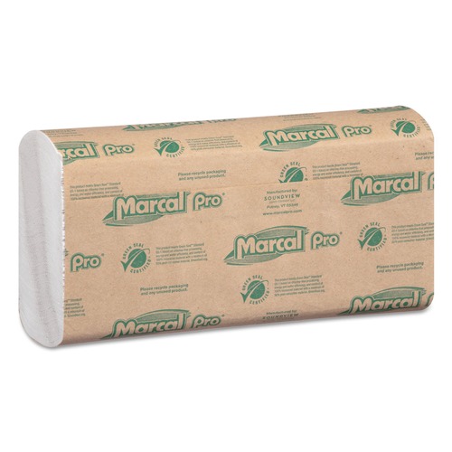 Paper Towels and Napkins | Marcal PRO P100B 12.88 in. x 10.13 in. 1-Ply C-Fold 100% Recycled Folded Paper Towels - White (2400/Carton) image number 0