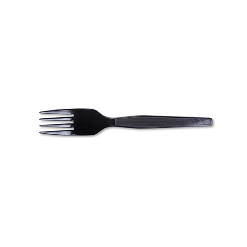 Dixie FM507 Medium-Weight Polystyrene Plastic Forks - Black (100-Piece/Box) image number 0