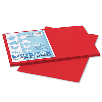 Pacon 12 in. x 18 in. 76 lbs. Text Weight Tru-Ray Construction Paper - Holiday Red (50/Pack)