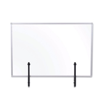 MasterVision Protector Series 40.9 in. x 0.16 in. x 27.6 in. Glass Aluminum Desktop Divider - Clear (1/Carton)