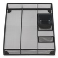 Office Jansan | Universal UNV20021 15 in. x 11.88 in. x 2.5 in. 6 Compartments Metal Mesh Drawer Organizer - Black image number 0