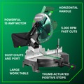 Miter Saws | Metabo HPT C10FCGSM 120V 15 Amp 10 in. Corded Compound Miter Saw image number 2