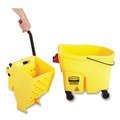 Mop Buckets | Rubbermaid Commercial FG618688YEL 44 qt. WaveBrake 2.0 Side-Press Plastic Bucket/Wringer Combos - Yellow image number 4