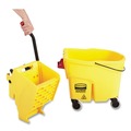 Mop Buckets | Rubbermaid Yellow Commercial Mop Bucket - WaveBreak Side-Press Plastic Bucket/Wringer Combo - 44 Qt image number 4