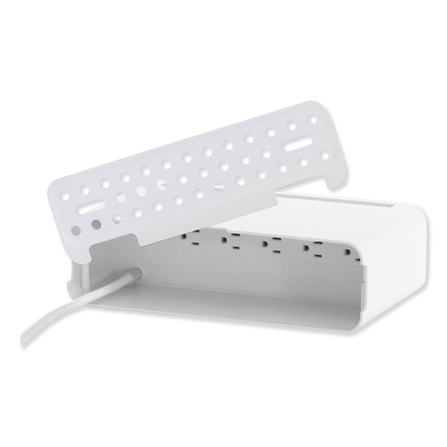 Office Jansan | Kantek CM1100 125V 15 Amp 11.75 in. x 6.6 in. x 3.5 in. Corded Cable Management Power Hub and Stand - White image number 0