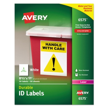 Avery 8.5 in. x 11 in. Durable Permanent ID Labels with TrueBlock Technology - White (50/Pack)