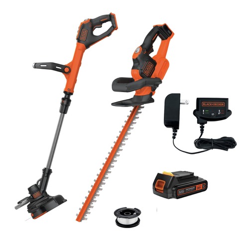 Hedge Trimmers | Black & Decker LHT321LSTE525-BNDL 20V MAX POWERCUT 22 in. Cordless Hedge Trimmer Kit and 20V MAX EASYFEED 12 in. Cordless String Trimmer/Edger Kit with 3 Batteries (1.5 Ah) Bundle image number 0