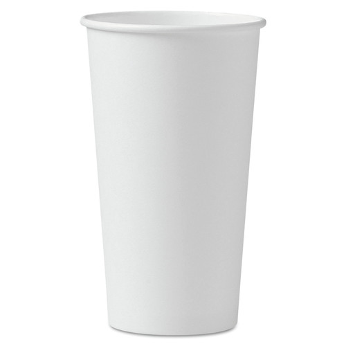 Cups and Lids | SOLO 420W-2050 20 oz. Single-Sided Poly Paper Hot Cups - White (15 Packs/Carton) image number 0