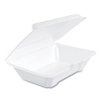 Dart 6.4 in. x 9.3 in. x 2.9 in. Foam Hinged Lid Containers - White (200/Carton)