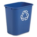 Trash Cans | Rubbermaid Commercial FG295673BLUE 28.13 qt. Rectangular Plastic Deskside Recycling Container - Medium, Blue image number 3