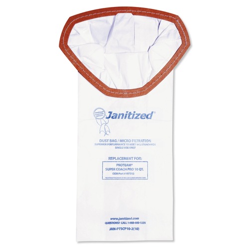Bags and Filters | Janitized JAN-PTSCP10-2(10) Vacuum Filter Bags Designed to Fit ProTeam Super Coach Pro 10 (100/Carton) image number 0