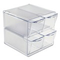 Mothers Day Sale! Save an Extra 10% off your order | Deflecto 350301 6 in. x 7.2 in. x 6 in. 4 Compartments 4 Drawers Stackable Plastic Cube Organizer - Clear image number 0