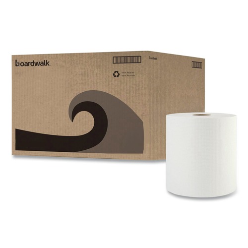 Paper Towels and Napkins | Boardwalk 8122 8 in. x 800 ft. 1-Ply Hardwound Paper Towels - White (6/Carton) image number 0