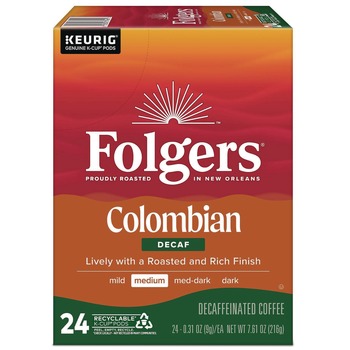 Folgers 100% Colombian Decaf Coffee K-Cups (24/Box)