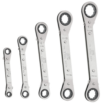 RATCHETS | Klein Tools 68245 5-Piece Reversible Ratcheting Box Wrench Set - Black