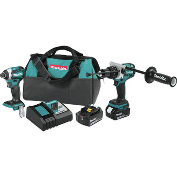 Factory Reconditioned Makita 18V LXT 5.0 Ah Cordless Lithium-Ion Brushless Impact Driver and 1/2 in. Hammer Drill-Driver Combo Kit