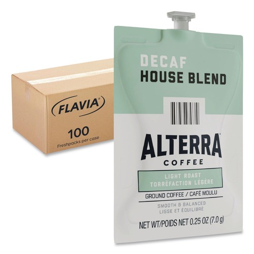 Coffee | FLAVIA 48013 0.25 oz. Pouch Alterra Coffee Freshpack - Decaf House Blend (100/Carton) image number 0