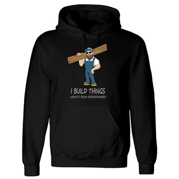 HOODIES AND SWEATSHIRTS | Buzz Saw PR1041912X "I Build Things What's Your Superpower" Heavy Blend Hooded Sweatshirt - 2XL, Black