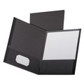 Office Jansan | Oxford 53406EE Linen Finish Twin Pocket Letter Folders - Black (25/Box) image number 0