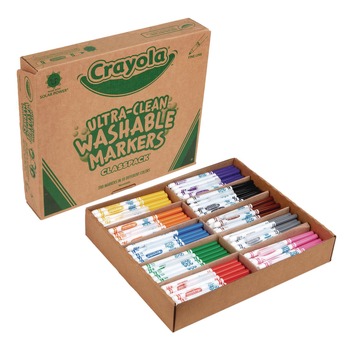 Crayola 10 Assorted Colors Fine Bullet Tip Ultra-Clean Washable Marker Classpack (200/Box)
