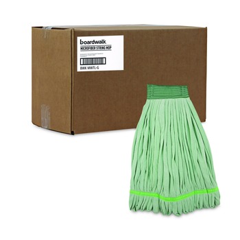 Boardwalk Microfiber Looped-End Wet Mop Head - Large, Green (12/Carton)