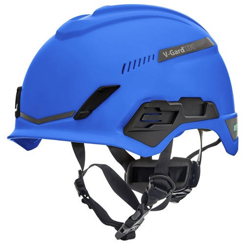 Hard Hats | MSA 10194785 V-Gard Fas-Trac III Pivot Trivent ANSI EN12492 H1 Safety Helmet - Blue image number 0
