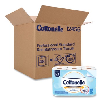 PRODUCTS | Cottonelle 12456 Clean Care Septic Safe 1-Ply Bathroom Tissue - White (48-Box/Carton 170-Sheet/Roll)