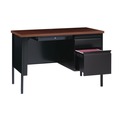 Office Desks & Workstations | Alera 25956 45.5 in. x 24 in. x 29.5 in. Single Pedestal Steel Desk - Mocha/Black/Black Legs image number 5