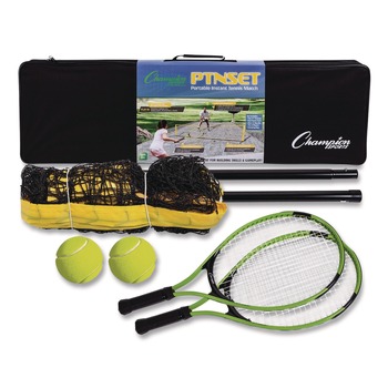 Champion Sports Tennis Net Set with 2-Rackets and 2-Tennis Balls (1-Set)