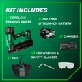 Framing Nailers | Metabo HPT NR3690DRM MultiVolt 36V Brushless Lithium-Ion 21 Degree Cordless Framing Nailer Kit (2.5 Ah) image number 1