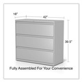 Office & Office Supplies | Alera 25506 42 in. x 18.63 in. x 40.25 in. 3 Legal/Letter/A4/A5 Size Lateral File Drawers - Light Gray image number 4