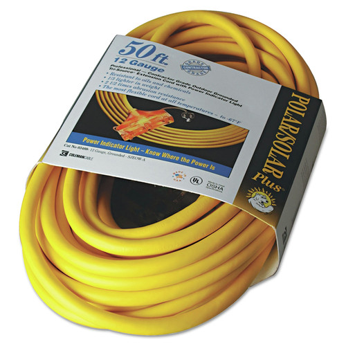 Extension Cords | CCI 3488SW0002 Polar/Solar Outdoor Extension Cord, 50 ft, Three-Outlets, Yellow image number 0