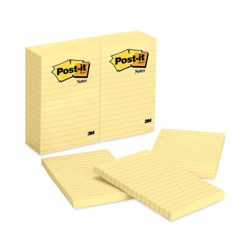  | Post-it Notes 660 4 in. x 6 in. Note Ruled Original Pads - Canary Yellow (12 Pads/Pack) image number 0