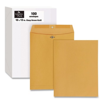 Quality Park QUA38197 Clasp #97 Square Flap Clasp/Gummed Closure 10 in. x 13 in. Envelope - Brown Kraft (100/Box)