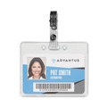 Paper Clips, Binder Clips, & Fasteners | Advantus 75410 0.38 in. x 2.75 in. Badge Straps with Clips - Clear (100/Box) image number 2