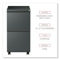 Office Carts & Stands | Alera ALEPBFFCH 14.96 in. x 19.29 in. x 27.75 in. 2 Legal/Letter-Size File Drawers Left or Right File Pedestal with Full-Length Pull - Charcoal image number 7
