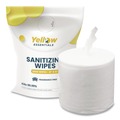 Cleaning Cloths | Gritt Commercial YE00120004PK Yellow Essentials Sanitizing Wipes, 5 x 8, Unscented, White, 2,000/Refill Bag, 4 Refill Bags/Carton image number 2