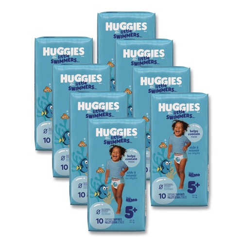 Cleaning & Janitorial Supplies | Huggies 18345 32 lbs. and Up Little Swimmers - Size 5-6/Blue (8/Carton) image number 0