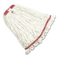 Mops | Rubbermaid Commercial FGA21306WH00 Web Foot Cotton/Synthetic 1 in. Headband Shrinkless Looped-End Wet Mop Head - Large, White image number 1