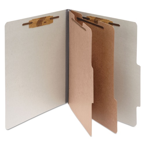 Office Jansan | ACCO A7015056 3 in. Expansion Pressboard Letter Size 6-Fastener Classification Folders - Mist Gray Exterior (10/Box) image number 0