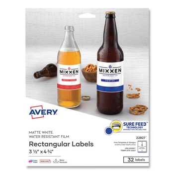 Avery 3.5 in. x 4.75 in. Removable Print-to-the-Edge Labels with Sure Feed - White (32/Pack)